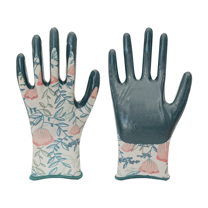 13G polyester farvet liner med nitril belægning